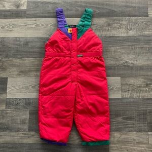 VTG Brambilla Insulated Snow Overalls Bibs Kids 3 Red Green Purple Colorblock
